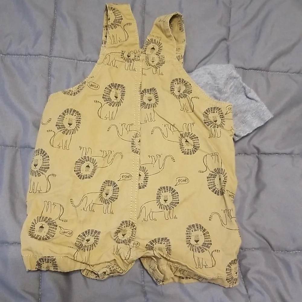 Carter's Brown Baby Boys 2-Piece Tee and Lion Shortalls Set